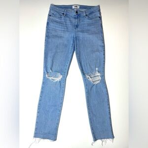 Paige Women's Skyline Ankle Peg Light Blue Distressed Jeans Size- 29